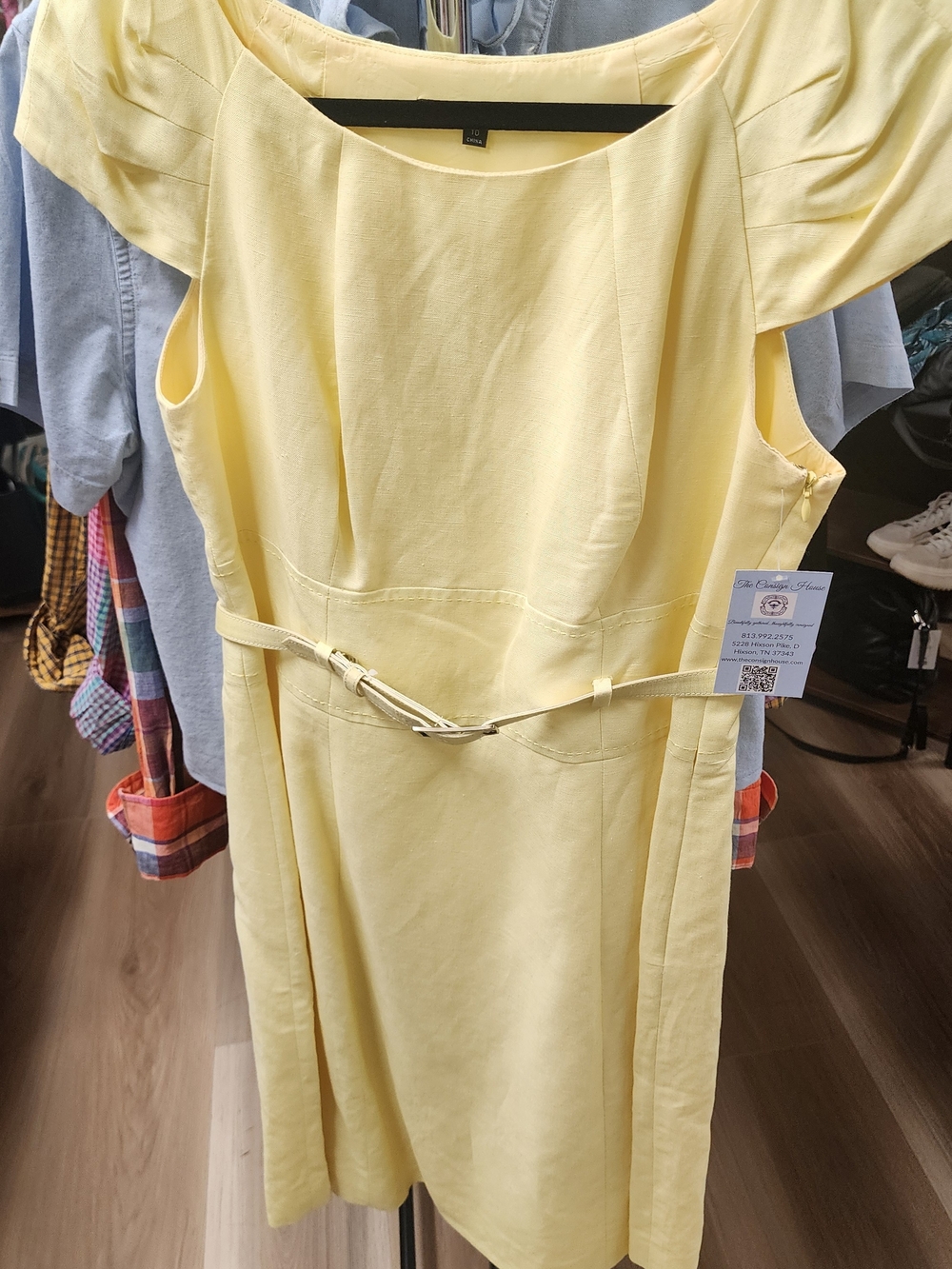 Classic Yellow Belted Midi Dress